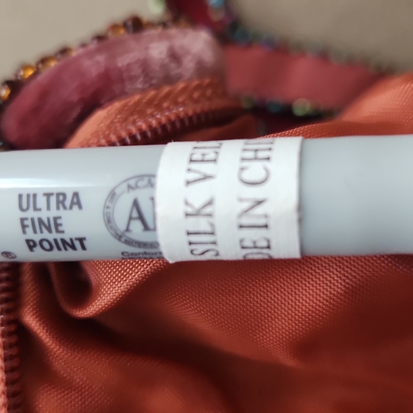 Boho 100% Silk Velvet & Beads Crossbody Mini Bag/Purse - Picture 6 of 12